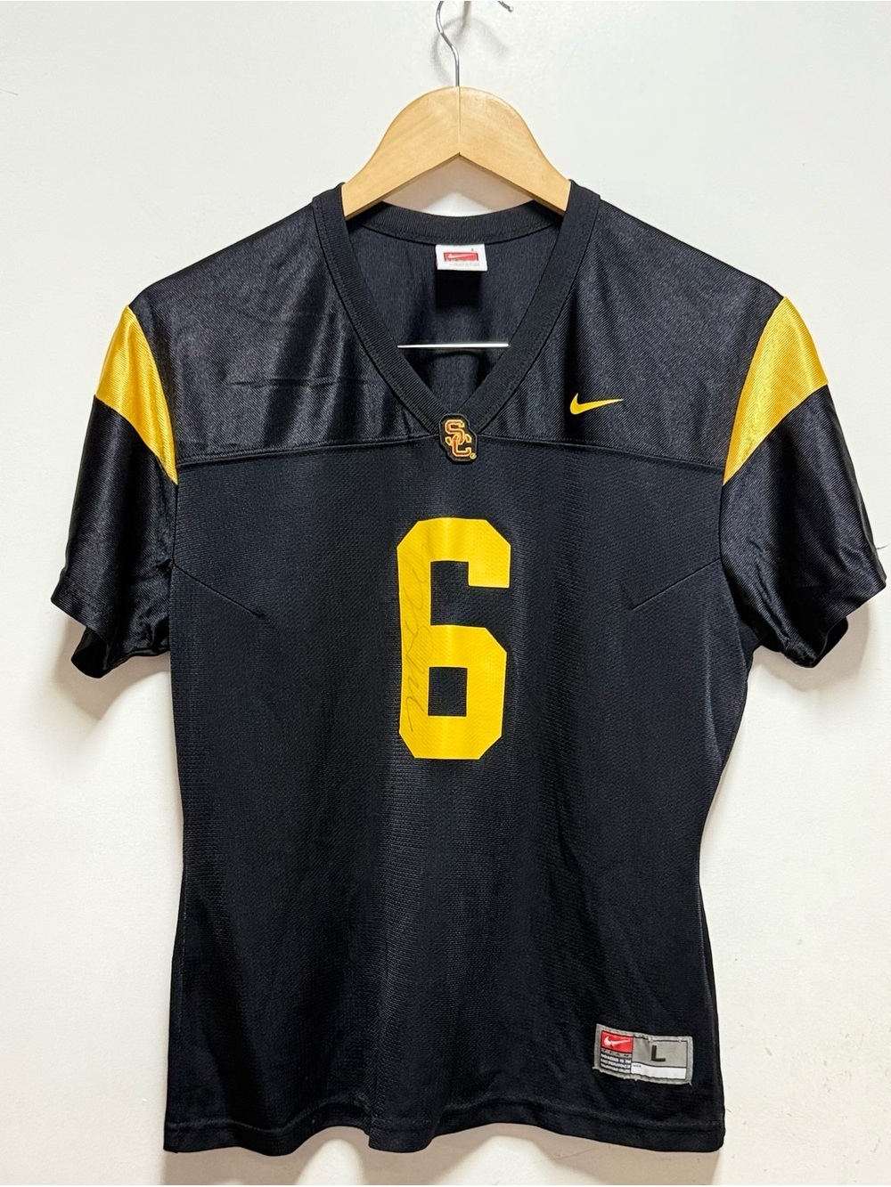 Nike Women's Black and Gold Football Jersey - No. 6